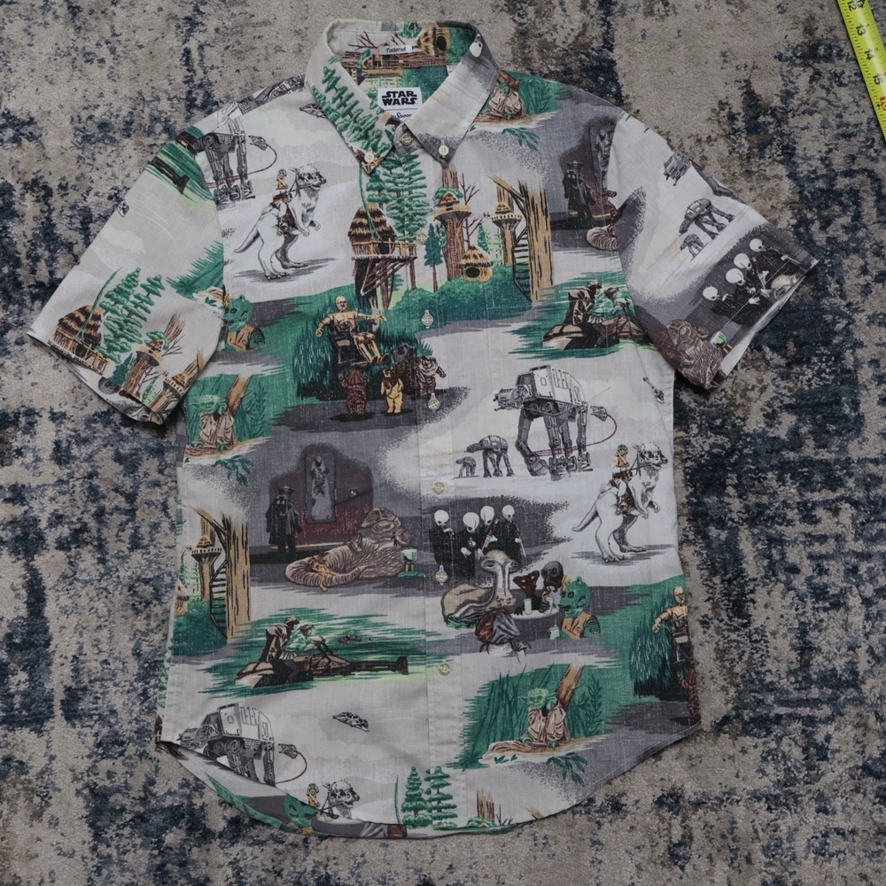 Reyn Spooner Star Wars Shirt XS Hawaiian Jabba Hurt Droids Vintage Polo XS